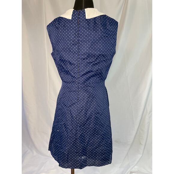 Vintage 1960s Navy Polka Dot Dress with White Sailor Collar – Size M - Picture 16 of 16